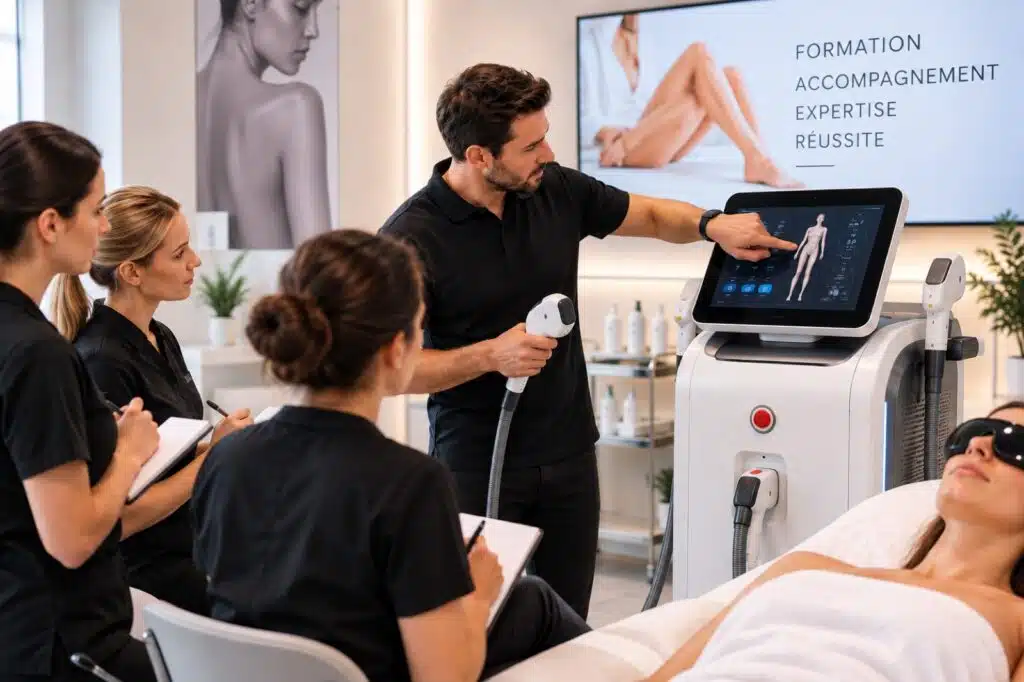 Formation d'une équipe d'esthéticiennes à l'utilisation d'un laser d'épilation
